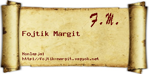 Fojtik Margit névjegykártya